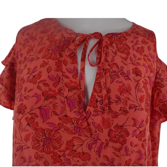 Vineyard Vines Papaya Floral Ruffle Sleeve Dress - L - Picture 2 of 8